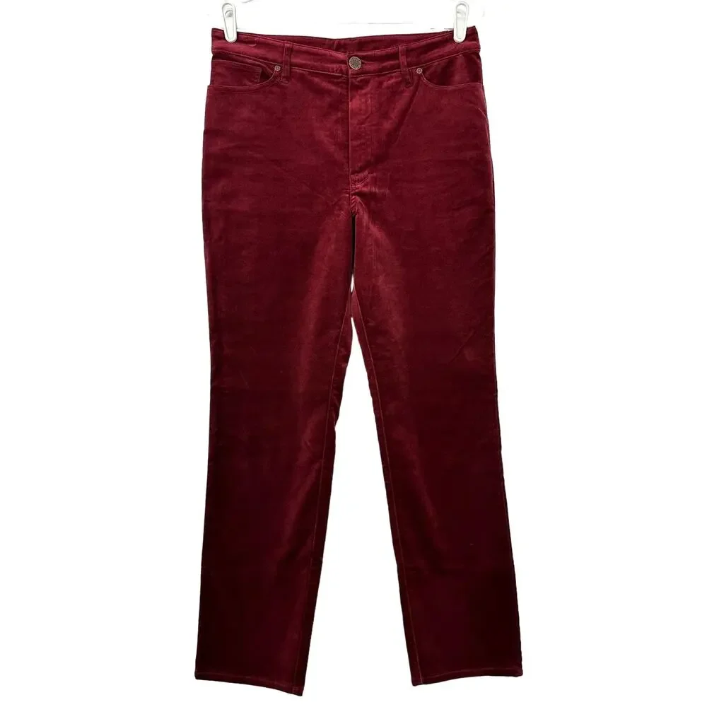 Soft Surroundings Blakely Velveteen Pants Red Size 8 Holiday Party